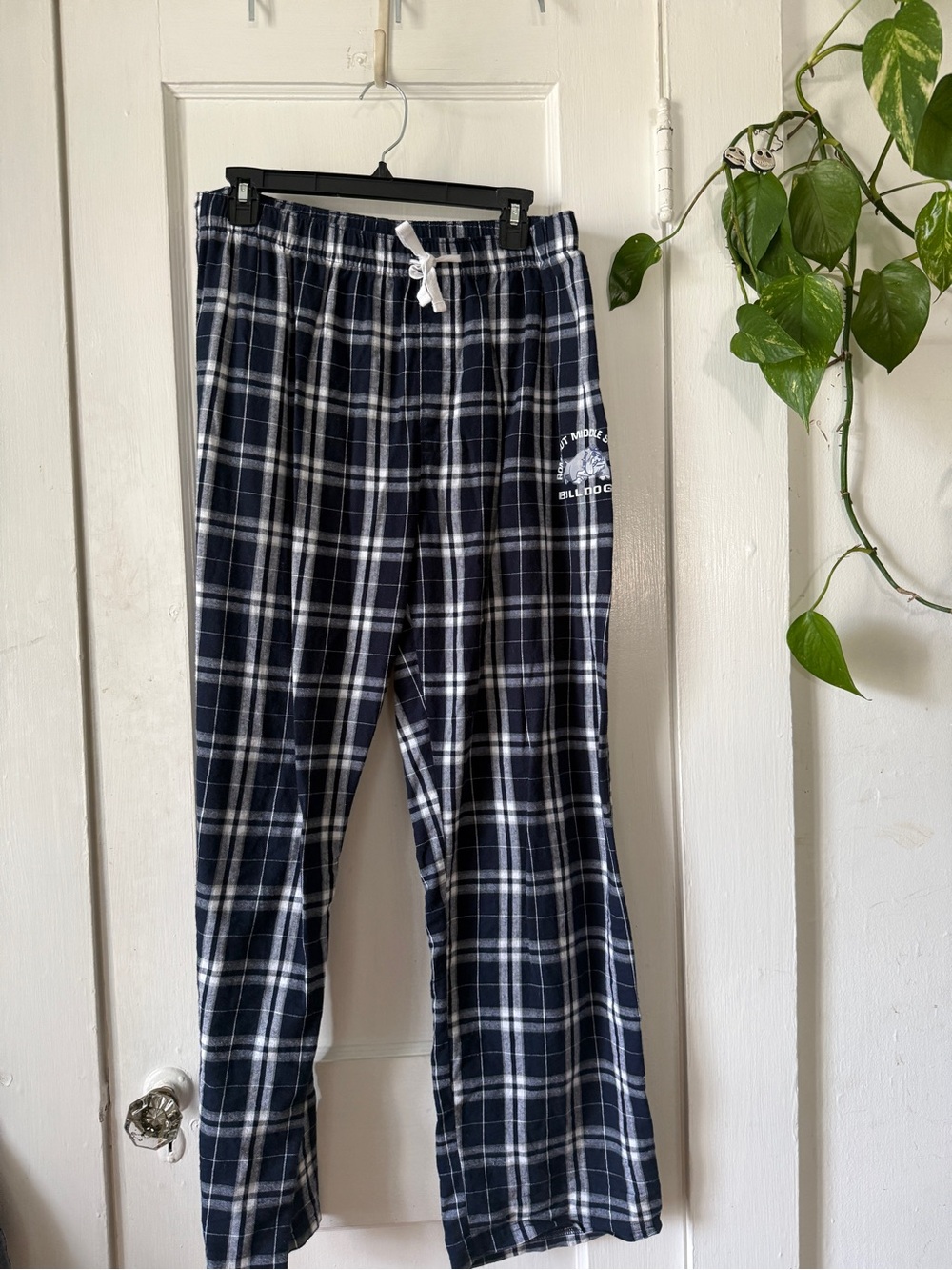 District size M Navy Plaid Lounge Pants ROMBOUT MIDDLE SCHOOL BULLDOG